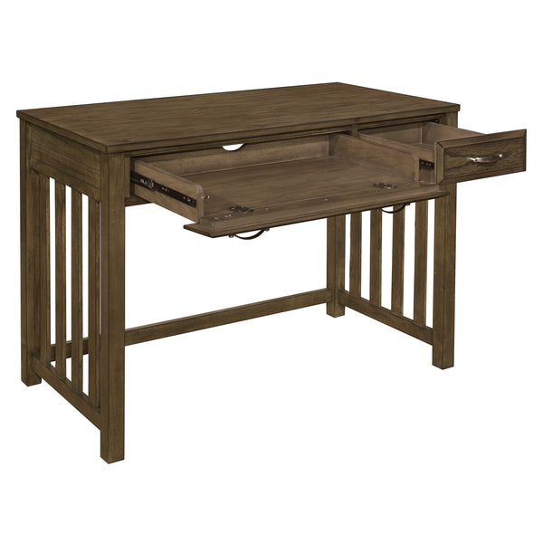 English Elm Modern Traditional Blanche Desk with Keyboard Drawer, Brown-Gray Mindy Veneer, Satin Nickel Pulls B011P297417