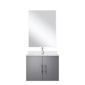 English Elm Dark Grey Single Bath Vanity Set With White Quartz Countertop, Mirror, And Faucet - Modern Elegance B2731S01296
