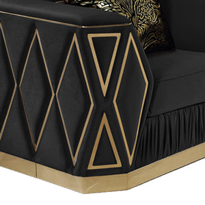 English Elm Cavalli Glam Accent Chair Diamond Quilted Upholstery with Gleaming Gold Metal Base Black+Gold B009P417496