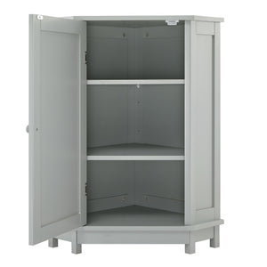 English Elm Grey Triangle Corner Bathroom Cabinet with Adjustable Shelves, MDF Storage Unit for Towels & Supplies (31.5"L x 20.28"W) N725P172615E