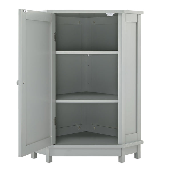 English Elm Grey Triangle Corner Cabinet Mdf Modern Bathroom Storage with Adjustable Shelves Gray N725P333564E
