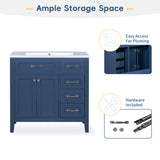 English Elm 36" Bathroom Vanity With Sink Combo, Blue Bathroom Cabinet With Drawers, Solid Frame and Mdf Board