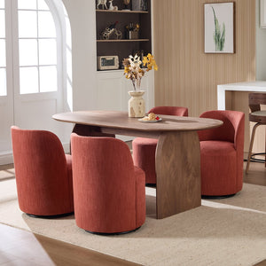 English Elm Set Swivel Barrel Accent Chair Armless Linen Upholstered Compact Seat for Dining Vanity Bedroom Orange W3244P454057