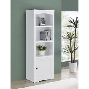 English Elm Stott Contemporary White 3-Shelf Media Tower with Framed Door, Adjustable Shelf & Display Space B062P299838