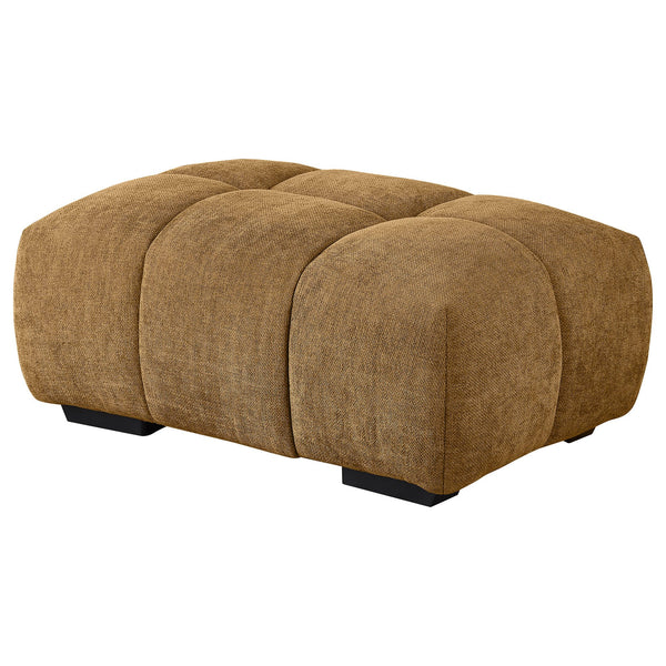 English Elm Calla Amber Rectangular Upholstered Tufted Ottoman with Black Block Feet Plush Fabric Comfort 17"H B062P299817