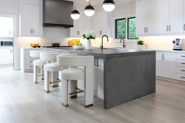 Sunpan Adamina Contemporary Barstool with Gold Stainless Steel Legs and Performance Fabric for Style Counter Height