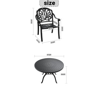 English Elm 5-piece Cast Aluminum Outdoor Dining Set with Carved Floral Patio Chairs and Table W1710S00556