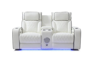 English Elm Lumin Power Reclining Loveseat with Led Lighting Bluetooth Speakers and Usb Ports White B078P497930