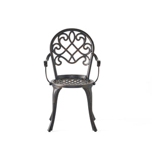 English Elm Camden Outdoor Cast Aluminum Bistro Set with Ice Bucket Scrollwork Copper Patio 52255.00COP
