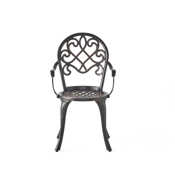 English Elm Camden Outdoor Cast Aluminum Bistro Set with Ice Bucket Scrollwork Copper Patio 52255.00COP