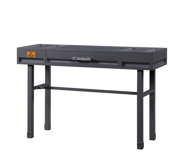 English Elm Cargo Cargo Gunmetal Finish Vanity Desk with Industrial Metal Frame, Single Smooth-Glide Drawer, 39"L Gunmetal 51 L x 20 W x 8 H B2726P263377