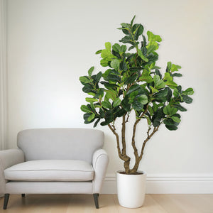 English Elm 7ft Artificial Banyan Silk Leaf Tree Freestanding Potted Faux Greenery for Home Office W2945P359511