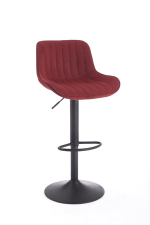 English Elm Chrome Velvet Swivel Bar Stool Set of 2 — Height Adjustable, 360° Rotating Footrest, Red Upholstery W1249P253969