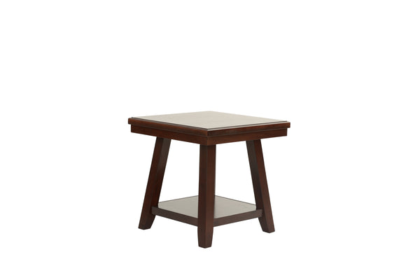 English Elm Modern Walnut Finish End Table with Open Shelf, Solid Rubberwood Legs, 22" x 24" x 22"H Stylish Storage B011P396188