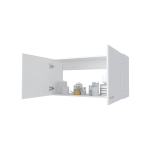 English Elm White 2-Door Wall Cabinet with Melamine Finish, 39.4" Wide Storage, Elegant Contemporary Kitchen Organizer B062P227650