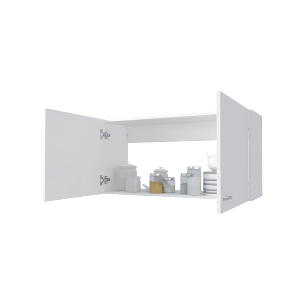 English Elm White 2-Door Wall Cabinet with Melamine Finish, 39.4" Wide Storage, Elegant Contemporary Kitchen Organizer B062P227650