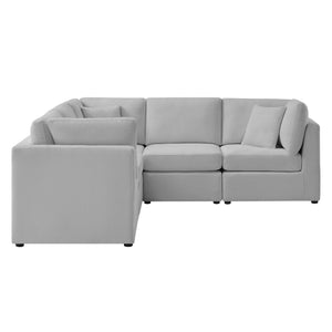 English Elm Chauncy Five Piece Modular Sectional Performance Fabric Living Room Seating Set Gray B050S00037
