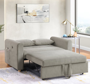 English Elm Corduroy Convertible Sleeper Loveseat with USB Charging, Magazine Pockets, Plush Pillows & Space-Saving Design Gray B016P405886
