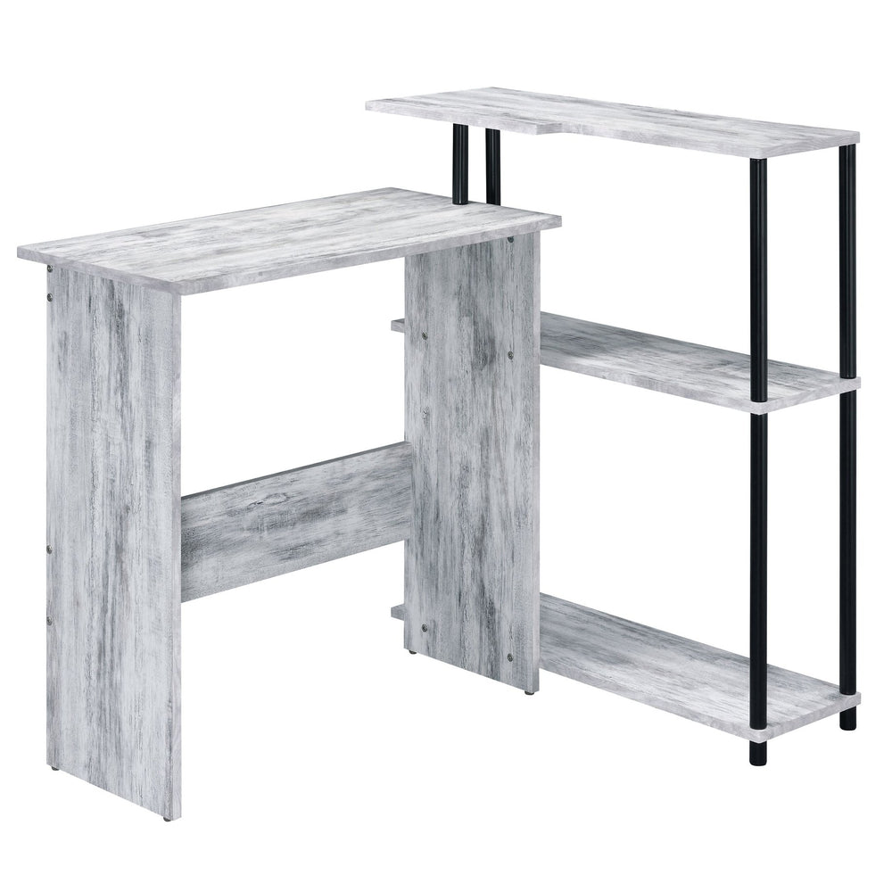 English Elm Antique White And Black Office Desk With Integrated Bookshelf For Stylish & Organized Workspaces B062P184525