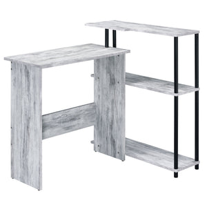 English Elm Antique White And Black Office Desk With Integrated Bookshelf For Stylish & Organized Workspaces B062P184525