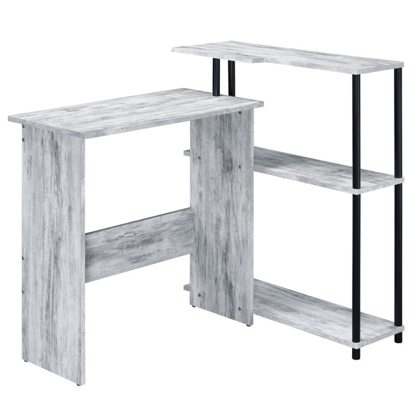 English Elm Antique White And Black Office Desk With Integrated Bookshelf For Stylish & Organized Workspaces B062P184525