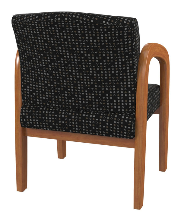 OSP Home Furnishings Medium Oak Wood Visitor Chair with Lumbar Support Taupe Upholstery for Office Waiting Onyx WD380-K101