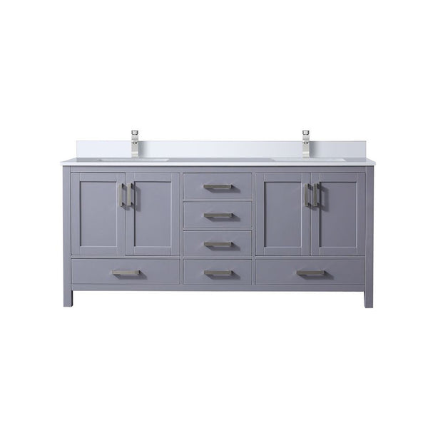 English Elm Dark Grey Double Bath Vanity 72" W With Cultured Marble Top, Chrome Faucet & Ample Storage Solutions B2731P259105