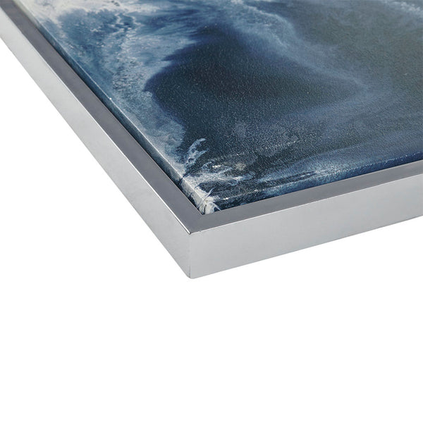 JLA Home Madison Park - Abstract Two-Piece Framed Canvas Wall Art by Blakely Bering — Blue & White Abstract Set with Silver Frames, Gloss Gel Finish, Easy Hang (25.5") MP95C-0133