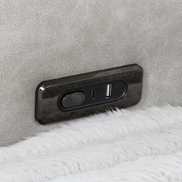 English Elm Ramona Luxurious Corduroy Power Reclining Sectional with Wireless Charging, Hidden Tray & Cupholders B009S02106
