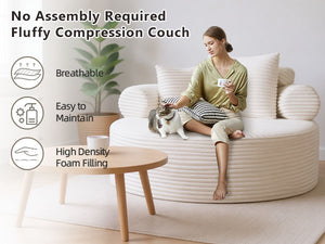 English Elm Round Cloud Sofa Bed with Memory Foam Fill Convertible Sectional for Living Spaces W3224P444275