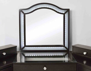 English Elm Glam Elegant Vanity Set with LED Mirror, Plush Stool, Ample Storage, Felt-Lined Drawers, Chic Finish Grey Mix 34 L x 19 W x 31 H B2741S00677