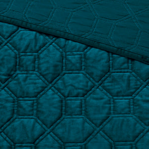 JLA Home Madison Park - 3 Velvet Quilt Set with Plush Polyester Velvet, Geometric Quilting, Antimicrobial Finish for Cozy Style Teal MP13-4611