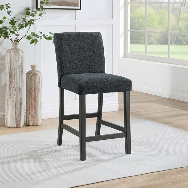 English Elm Murtry Boucle Upholstered Counter Chair Set of 2 – Plush Foam Seats, Textured Fabric, Charcoal Legs, Modern Comfort Black B062P299877