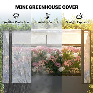 English Elm Modern Raised Steel Garden Bed with Greenhouse Cover for Year Round Outdoor Growing T3971P467945