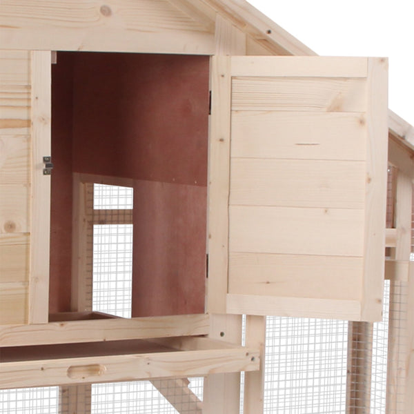 English Elm Bunny Hutch Two Level Fir Wood Outdoor Rabbit Run with Asphalt Roof and Mesh Wire T3971P436205