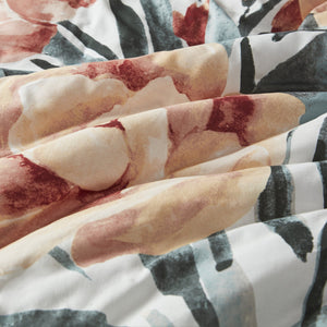 English Elm King/Cal Floral Cotton Duvet Cover Set – Large-Scale Mid-Century Blooms, OEKO-TEX, Button Closure, 3-Piece B035P148368