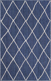 Unique Loom Braided Jute Trellis Hand Braided Solid Rug Navy Blue, Ivory 5' 1" x 8' 0"