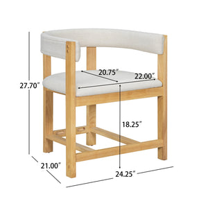 English Elm Dining Arm Chairs Set of 2 Barrel Back Rubberwood Frame with Cushioned Upholstery Beige+Natural N771P243844N