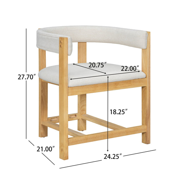 English Elm Dining Arm Chairs Set of 2 Barrel Back Rubberwood Frame with Cushioned Upholstery Beige+Natural N771P243844N