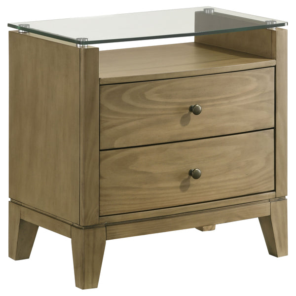 English Elm Menlo Queen Bedroom Set with Pine Finish Tufted Headboard and Antique Nickel Hardware B062S01548