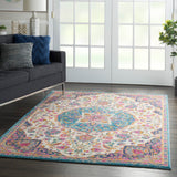 Nourison Passion PSN22 Machine Made Power-loomed Narrow Border Indoor Only Transitional Bohemian Rug Ivory,Multi, Ivory 100% Polypropylene 99446717658