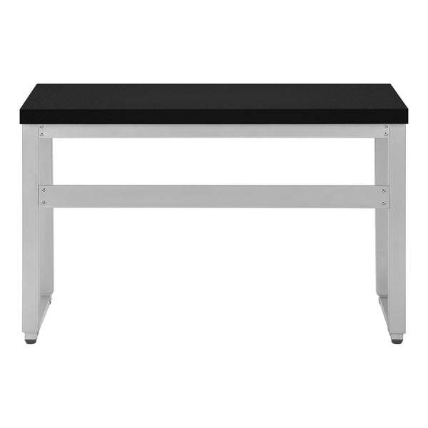 English Elm Computer Desk - Modern Adjustable Standing Desk For Home Office, Sleek Black Laminate & Grey Metal B2710P219899