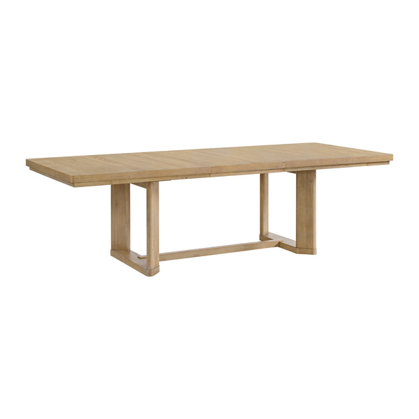 English Elm Wallace & Bay - Brown Trestle Table with Leaf – Contemporary Light Brown Wood Dining Table 80–104" Extendable, Easy-Care Elegance B361P384400