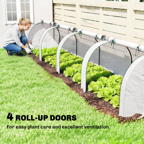English Elm Low Profile Wide Balcony Greenhouse Uv Resistant Pe Cover Steel Frame Outdoor Garden T3971P468264