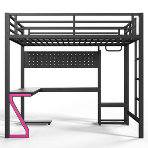 English Elm Twin Over Full Playhouse Bunk Bed with Slide Ladder Storage Shelves and Wardrobe W5305S00052