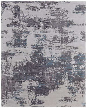 Feizy Rugs Zarah Modern Elegant Hand-tufted Wool & Viscose Abstract Watercolor Area Rug For Serene Spaces Ivory,Gray,Blue Viscose,Wool Zrh8917fivychlf00