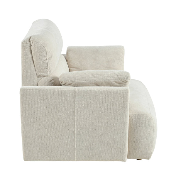 English Elm Oversized Storage Ottoman Accent Chair with Deep Wide Seat, Mid-Century Upholstered Lounge Sofa for Cozy Reading and Relaxation Beige+Grey W1028S00044