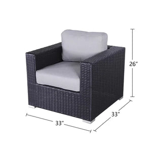 English Elm Fully Assembled Grey Mix Patio Chair with Cushions — Wicker, Aluminum Frame, Weather & UV Resistant Comfort B120P206055