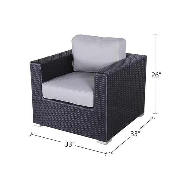 English Elm Fully Assembled Grey Mix Patio Chair with Cushions — Wicker, Aluminum Frame, Weather & UV Resistant Comfort B120P206055