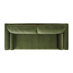 English Elm Jennifer Taylor Home - Nicholi 84" Mid-Century Sofa in Olive Performance Velvet — Handbuilt Solid Hardwood Frame, Durable Comfort B2719P238300